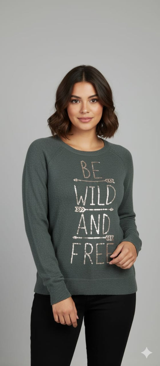 “Be Wild & Free” Graphic Winter Sweatshirt
