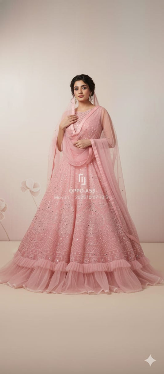 Blush Pink Sequinned Embroidered Lehenga Set