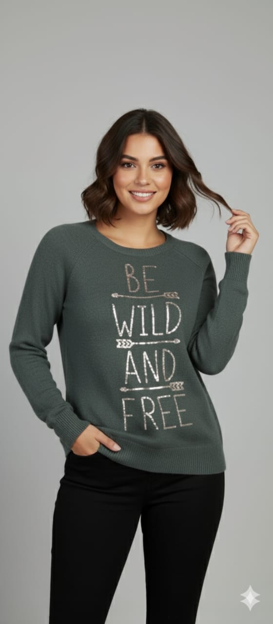 “Be Wild & Free” Graphic Winter Sweatshirt