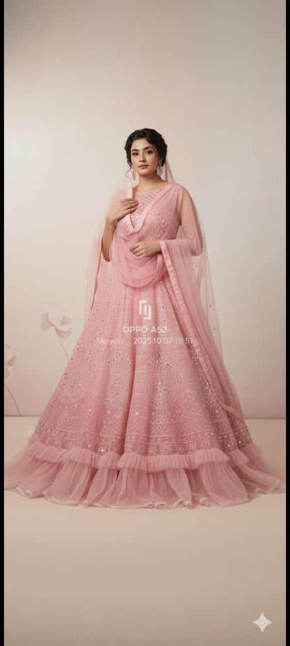 Blush Pink Sequinned Embroidered Lehenga Set