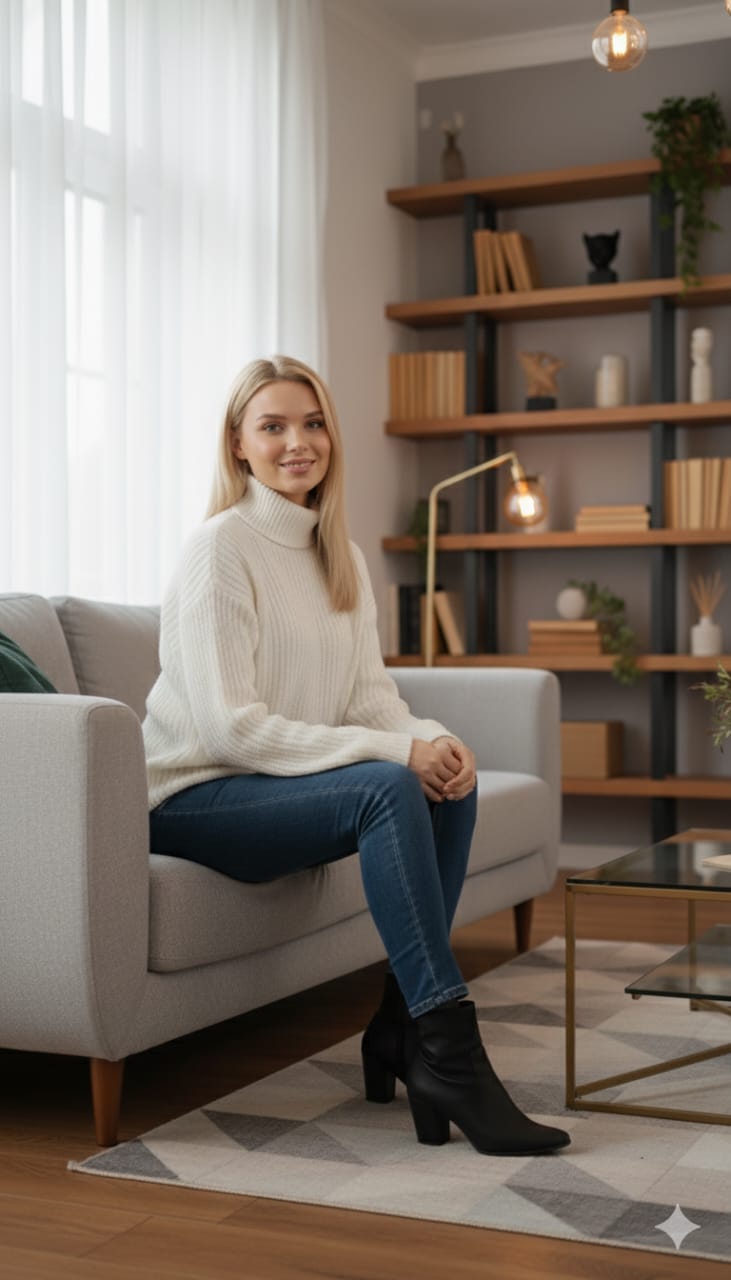 Women’s Classic Ribbed Turtleneck Sweater – Pure White