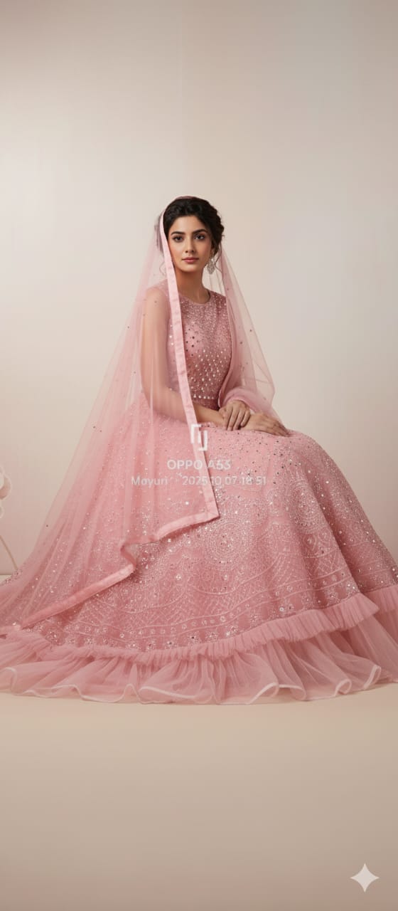 Blush Pink Sequinned Embroidered Lehenga Set