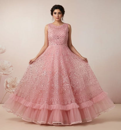 Blush Pink Sequinned Embroidered Lehenga Set