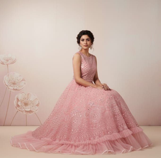 Blush Pink Sequinned Embroidered Lehenga Set